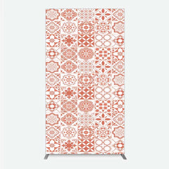 Lofaris Terracotta and White Moroccan Tile Pattern Rectangle Backdrop Rustic Boho Wedding Party Decor