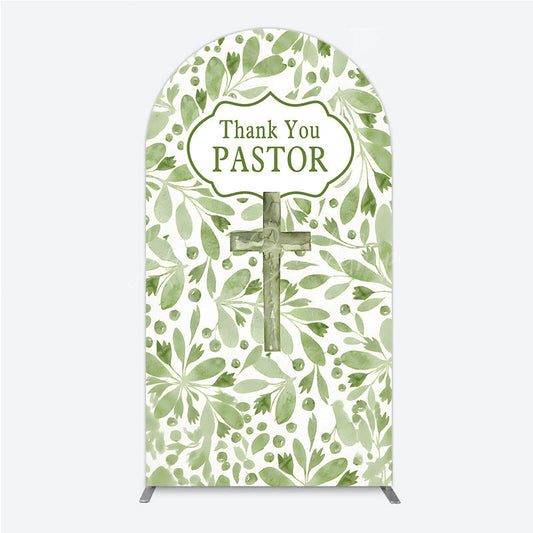Lofaris Thank You Pastor Arch Backdrop Greenery Christian Cross Theme Church Appreciation Day and Holiday Event Decor