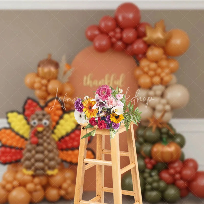 Lofaris Thanksgiving Balloon Arch Backdrop Turkey Pumpkin Photography Background Fall Harvest Thankful Party Decoration Prop