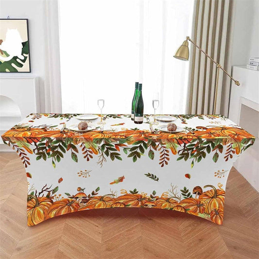 Lofaris Thanksgiving Fall Pumpkin Leaves Cute Stretch Table Cover