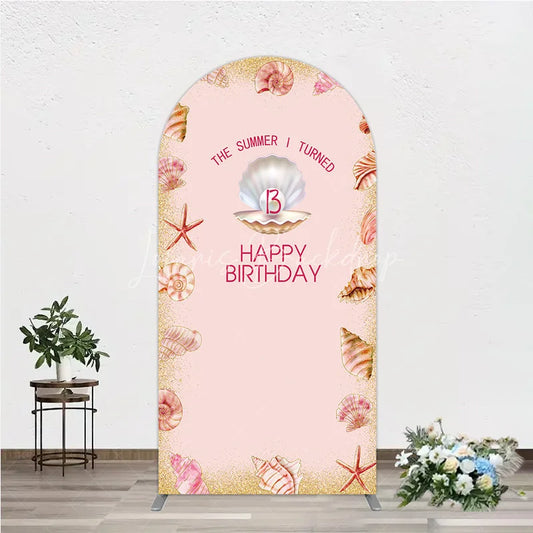 Lofaris The Summer I Turned 13 Arch Backdrop for Birthday Beach and Seashell Theme Under the Sea Party Photo Booth