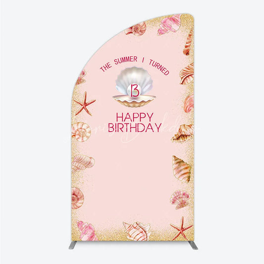 Lofaris The Summer I Turned 13 Half Moon Arch Backdrop for Birthday Beach and Seashell Theme Under the Sea Party Photo Booth