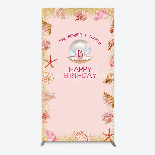 Lofaris The Summer I Turned 13 Rectangle Backdrop for Birthday Beach and Seashell Theme Under the Sea Party Photo Booth