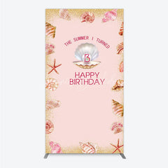 Lofaris The Summer I Turned 13 Rectangle Backdrop for Birthday Beach and Seashell Theme Under the Sea Party Photo Booth