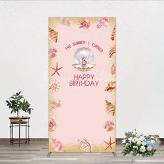 Lofaris The Summer I Turned 13 Rectangle Backdrop for Birthday Beach and Seashell Theme Under the Sea Party Photo Booth
