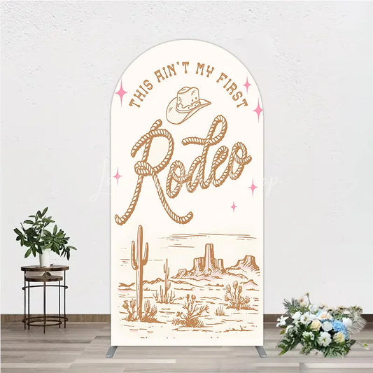 Lofaris This Ain’t My First Rodeo Arch Backdrop Western Cowboy Themed Birthday Desert Cactus Party Photo Booth Decor
