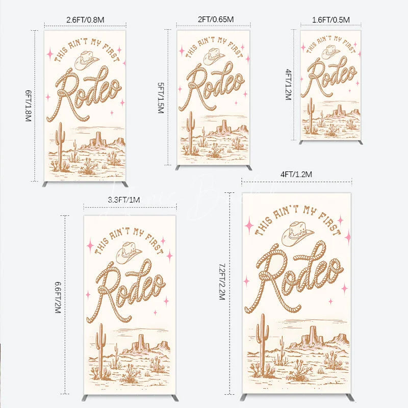 Lofaris This Ain’t My First Rodeo Rectangle Backdrop Western Cowboy Themed Birthday Desert Cactus Party Photo Booth Decor