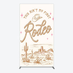 Lofaris This Ain’t My First Rodeo Rectangle Backdrop Western Cowboy Themed Birthday Desert Cactus Party Photo Booth Decor