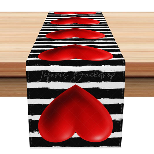 Lofaris Three-Dimensional Heart Valentines Day Table Runner