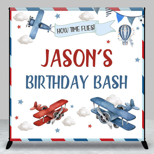 Lofaris Time Flies Plane Clouds Custom Birthday Backdrop
