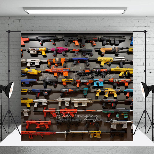 Lofaris Toy Blaster Wall Cake Smash Backdrop Fun Birthday Party Photo Prop for Boys Colorful Collection Decor