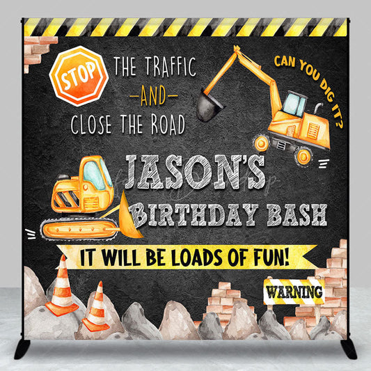 Lofaris Tractor Excavator Custom Happy Birthday Backdrop