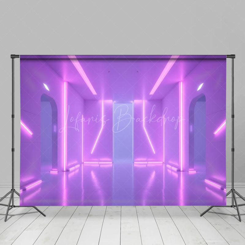 Lofaris Tranquil Futuristic Interior Neon Lights Backdrop