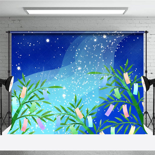 Lofaris Tranquil Night Scene Lanterns In Bamboo Backdrop