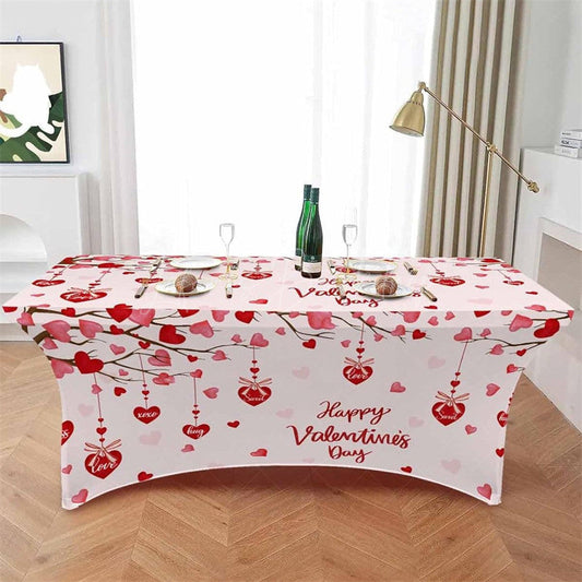 Lofaris Tree Love Heart Valentines Day Stretch Table Cover