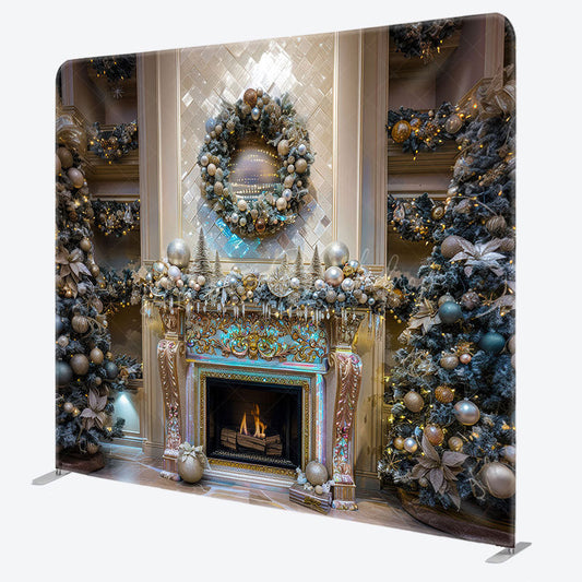 Lofaris Trees Fireplace Bell Retro Wall Tension Fabric Backdrop