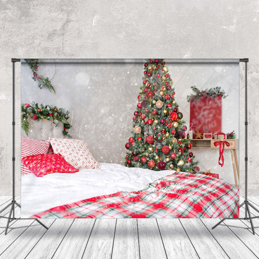 Lofaris Trees Snowy Christmas Vibe Bedroom Scene Backdrop
