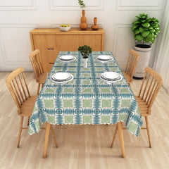 Lofaris Tribal Diamond Rectangle Tablecloth Sage Green Geometric Dining Table Cover Decor