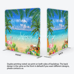 Lofaris Tropical Beach Flamingo Summer Luau Square Double-Sided Backdrop Hawaiian Island Aloha Party Decoration