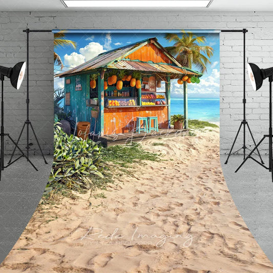 Lofaris Tropical Beach Fruit Stand Summer Photography Backdrop Ocean View Sand Sweep Portrait Studio Background