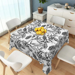 Lofaris Tropical Black and White Palm Leaf Rectangle Tablecloth Exotic Sketch Botanical Table Cover