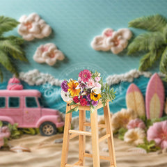 Lofaris Tropical Flower Sand Beach Sea Summer Backdrop