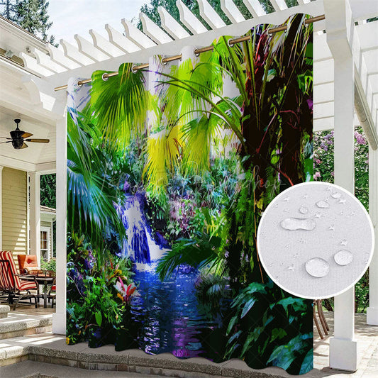 Lofaris Tropical Forest Waterproof Prined Outdoor Curtains For Gazebo