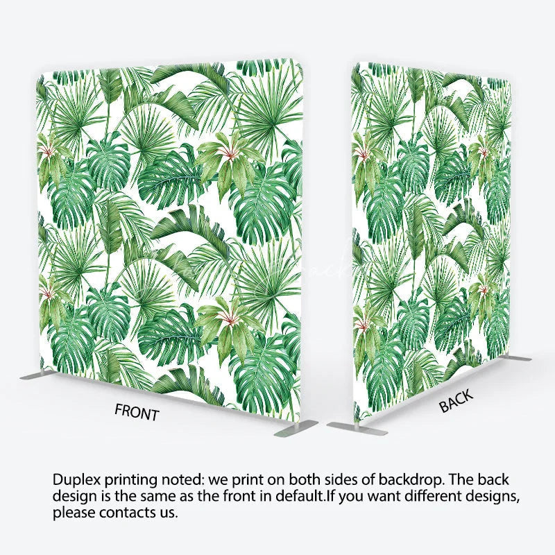 Lofaris Tropical Green Monstera Palm Leaves Square Double-Sided Backdrop Botanical Jungle Theme Decor.