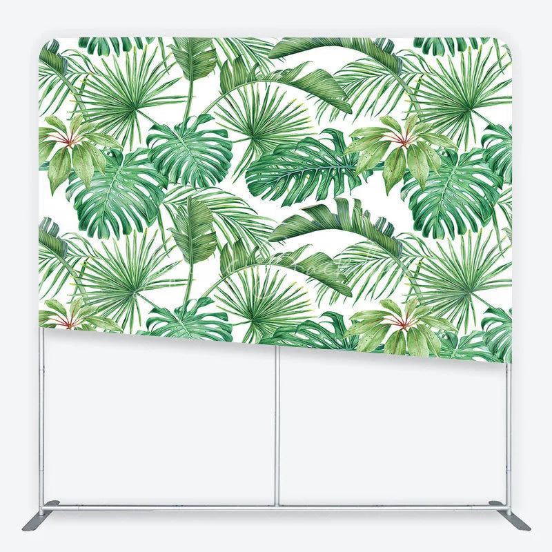 Lofaris Tropical Green Monstera Palm Leaves Square Double-Sided Backdrop Botanical Jungle Theme Decor.