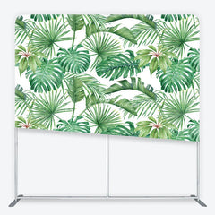 Lofaris Tropical Green Monstera Palm Leaves Square Double-Sided Backdrop Botanical Jungle Theme Decor.
