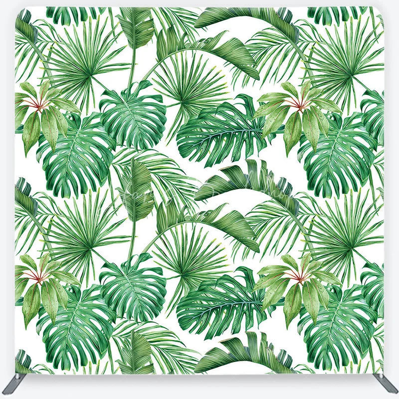 Lofaris Tropical Green Monstera Palm Leaves Square Double-Sided Backdrop Botanical Jungle Theme Decor.