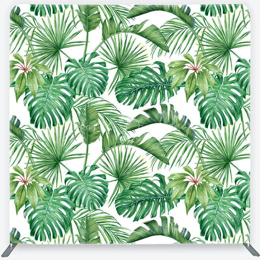 Lofaris Tropical Green Monstera Palm Leaves Square Double-Sided Backdrop Botanical Jungle Theme Decor.