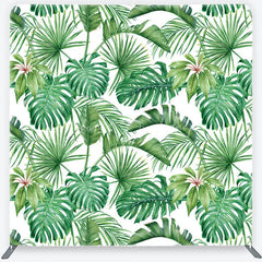 Lofaris Tropical Green Monstera Palm Leaves Square Double-Sided Backdrop Botanical Jungle Theme Decor.