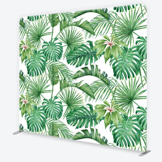 Lofaris Tropical Green Monstera Palm Leaves Square Double-Sided Backdrop Botanical Jungle Theme Decor.