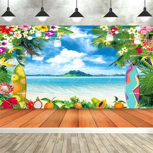 Lofaris Tropical Hawaiian Summer Backdrop Beach Luau Party Palm Tree Photo Booth Photography Background