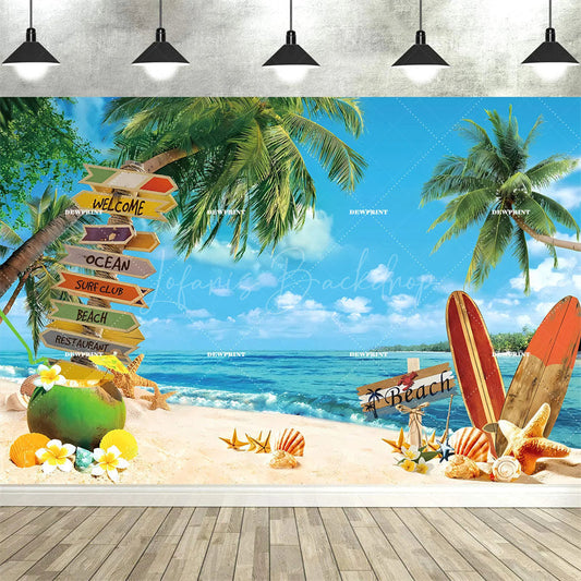 Lofaris Tropical Hawaiian Summer Backdrop Beach Luau Party Palm Tree Photo Booth Photography Background
