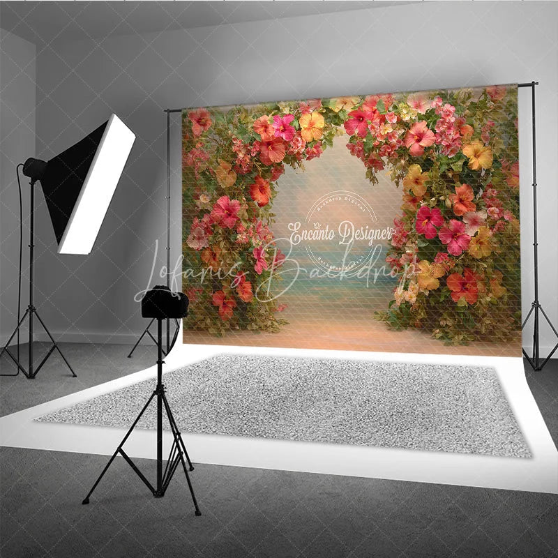 Lofaris Tropical Hibiscus Floral Arch Backdrop Summer Beach Photo Prop Hawaiian Luau Party Decorations