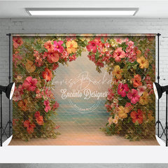 Lofaris Tropical Hibiscus Floral Arch Backdrop Summer Beach Photo Prop Hawaiian Luau Party Decorations