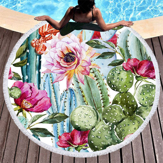 Lofaris Tropical Holiday Summer Floral Round Beach Towel