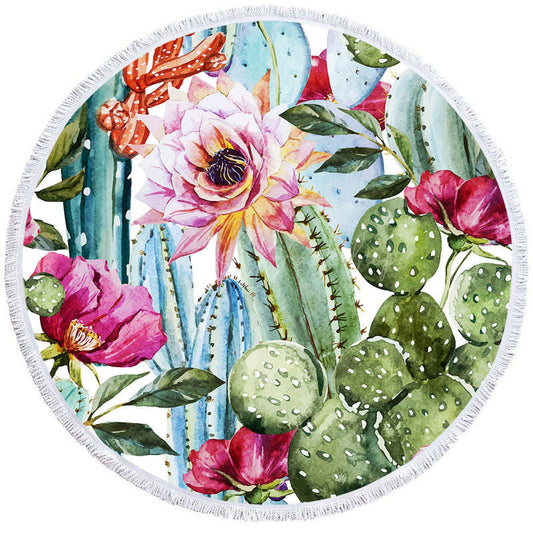 Lofaris Tropical Holiday Summer Floral Round Beach Towel