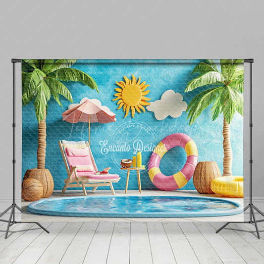 Lofaris Tropical Indoor Pool Scene Lounge Chair Backdrop