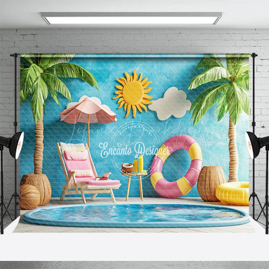 Lofaris Tropical Indoor Pool Scene Lounge Chair Backdrop
