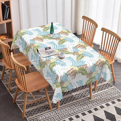 Lofaris Tropical Leaf Rectangle Tablecloth Blue and Brown Palm Fronds Modern Summer Hawaiian Kitchen Dining Decor