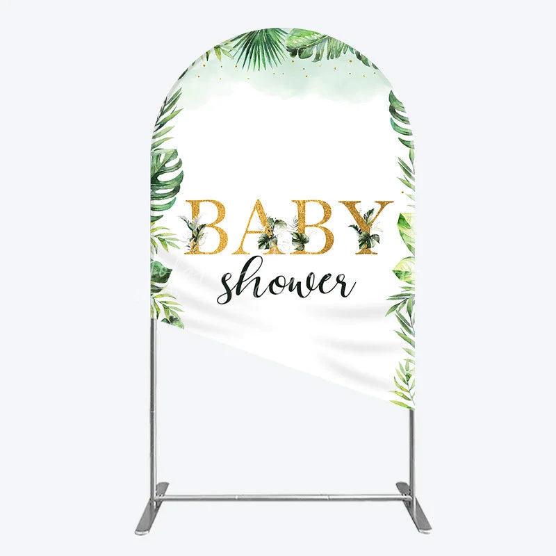 Lofaris Tropical Leaves Baby Shower Arch Backdrop Safari Greenery Gold Glitter Party Decoration Jungle Plant Background