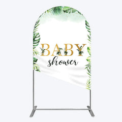 Lofaris Tropical Leaves Baby Shower Arch Backdrop Safari Greenery Gold Glitter Party Decoration Jungle Plant Background