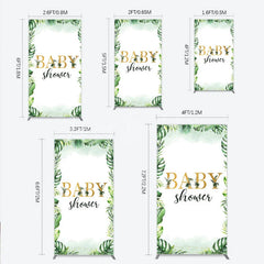 Lofaris Tropical Leaves Baby Shower Rectangle Backdrop Safari Greenery Gold Glitter Party Decoration Jungle Plant Background