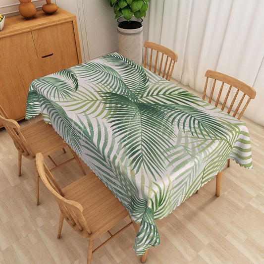 Lofaris Tropical Palm Leaf Tablecloth in Beige and Green for Summer Luau Jungle or Safari Themed Party Decor
