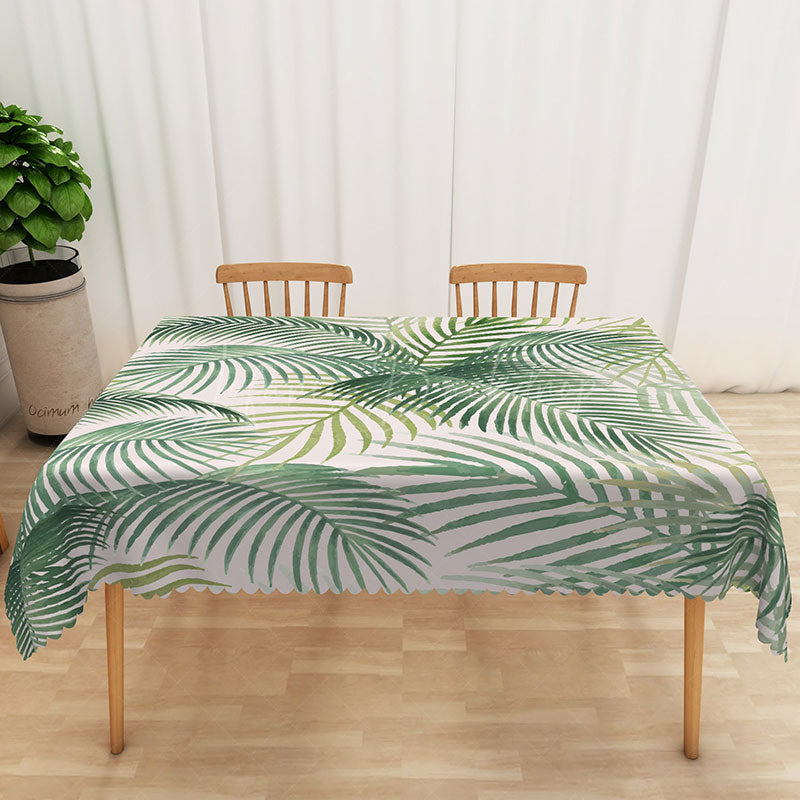 Lofaris Tropical Palm Leaf Tablecloth in Beige and Green for Summer Luau Jungle or Safari Themed Party Decor