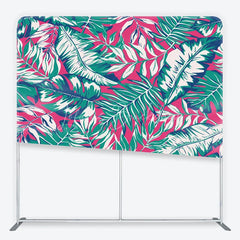 Lofaris Tropical Palm Leaves Tension Fabric Backdrop Pink and Teal Monstera Foliage Pattern Background Summer Party Decor