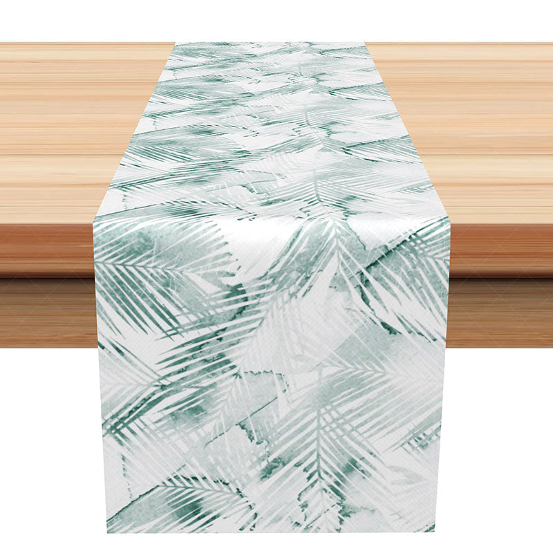 Lofaris Tropical Plants and Palm Leaves Table Runner Green Jungle Vibe for Summer Safari or a Hawaiian Party Decor